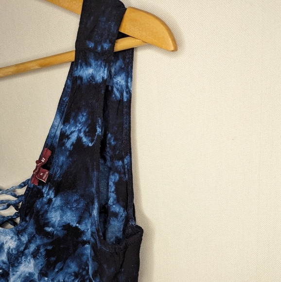 Sevengate Blue Tie Dye Shorts Romper Tie Waist Size Medium Pockets - Picture 6 of 11